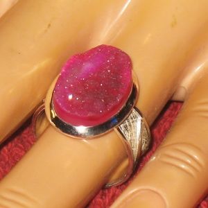 SPARKLING PINK DUZEY SILVER 925 RING 6.5